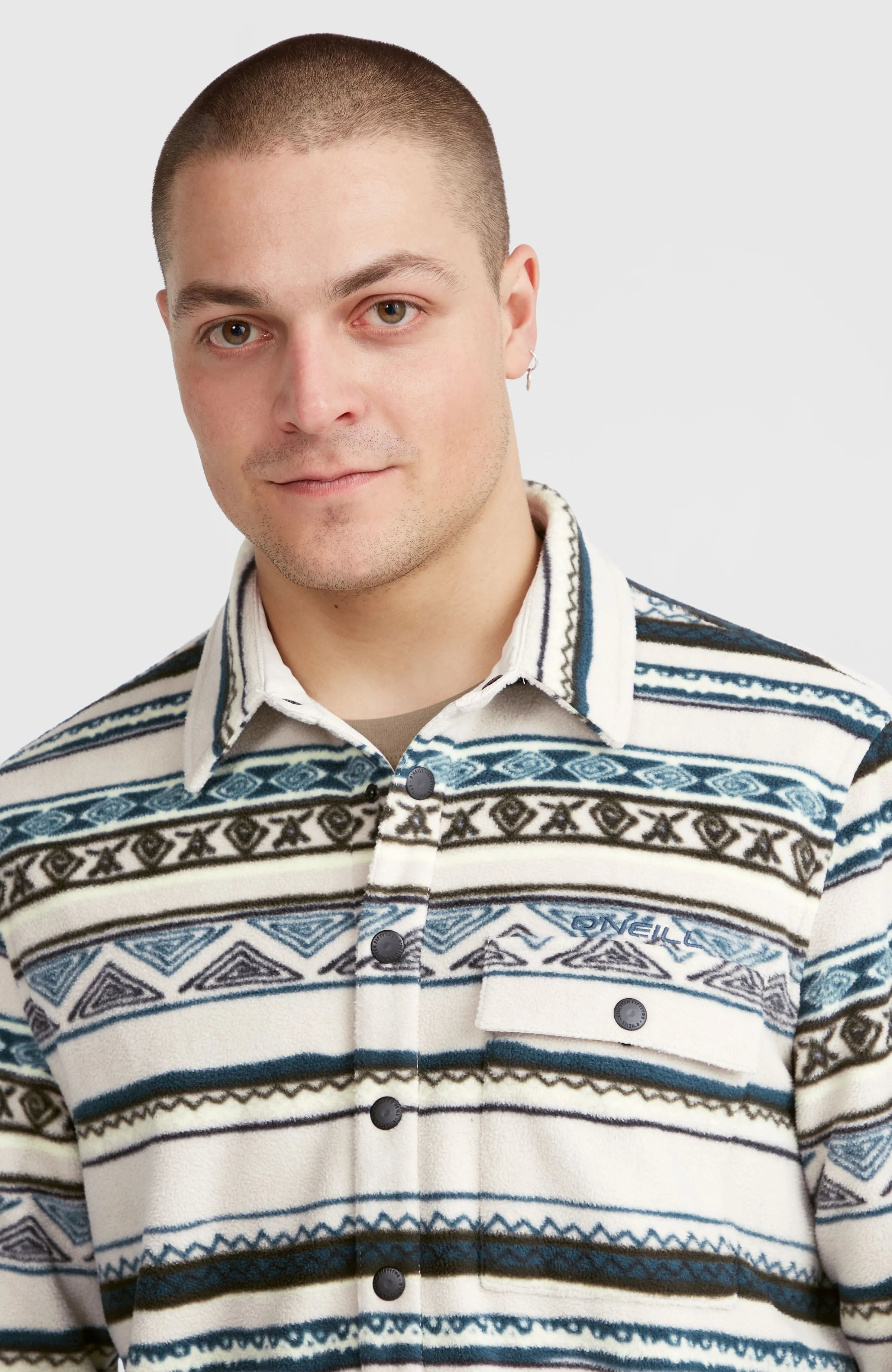 Superfleece Shirt | Grey Ikat Stripe
