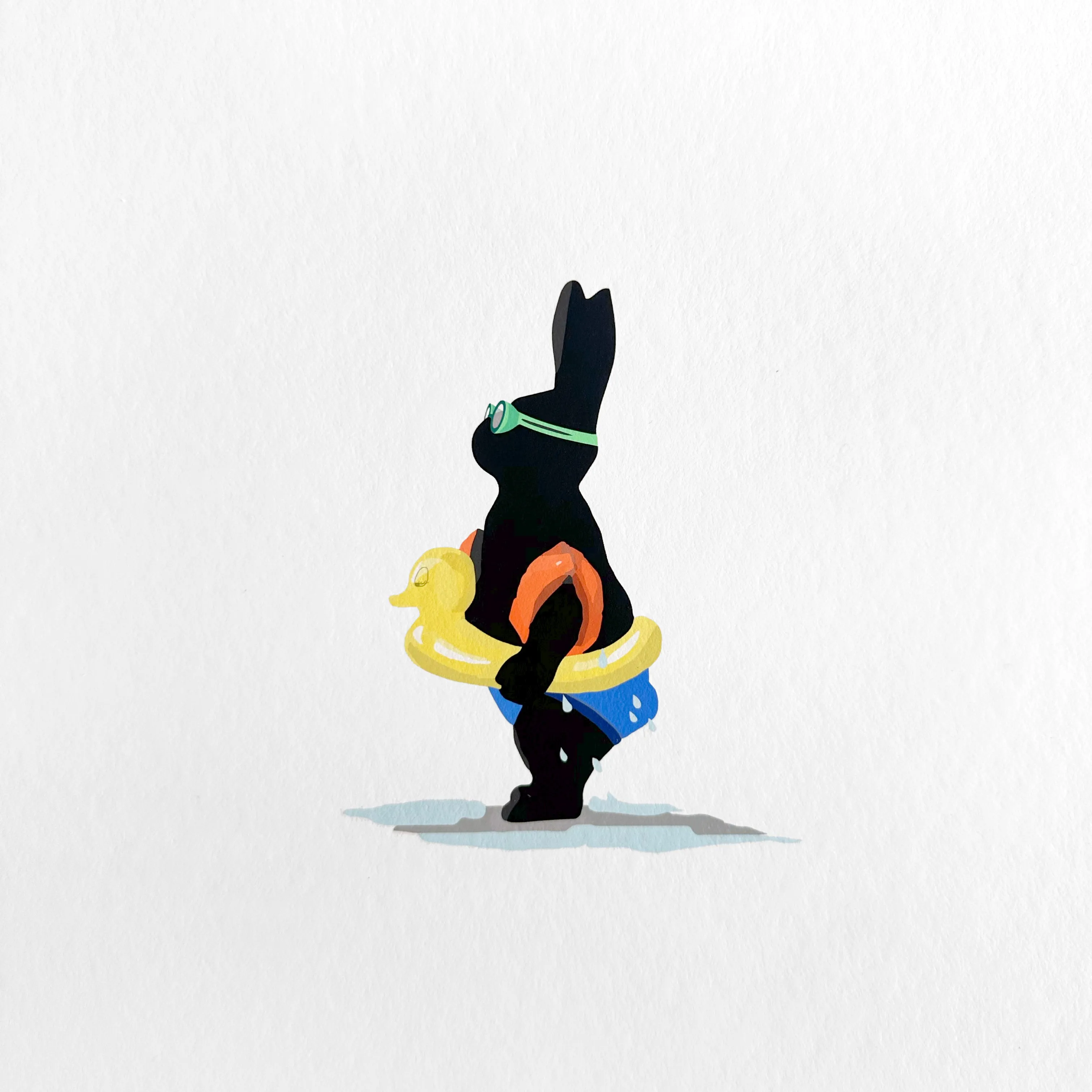 Swimming Rabbit Print
