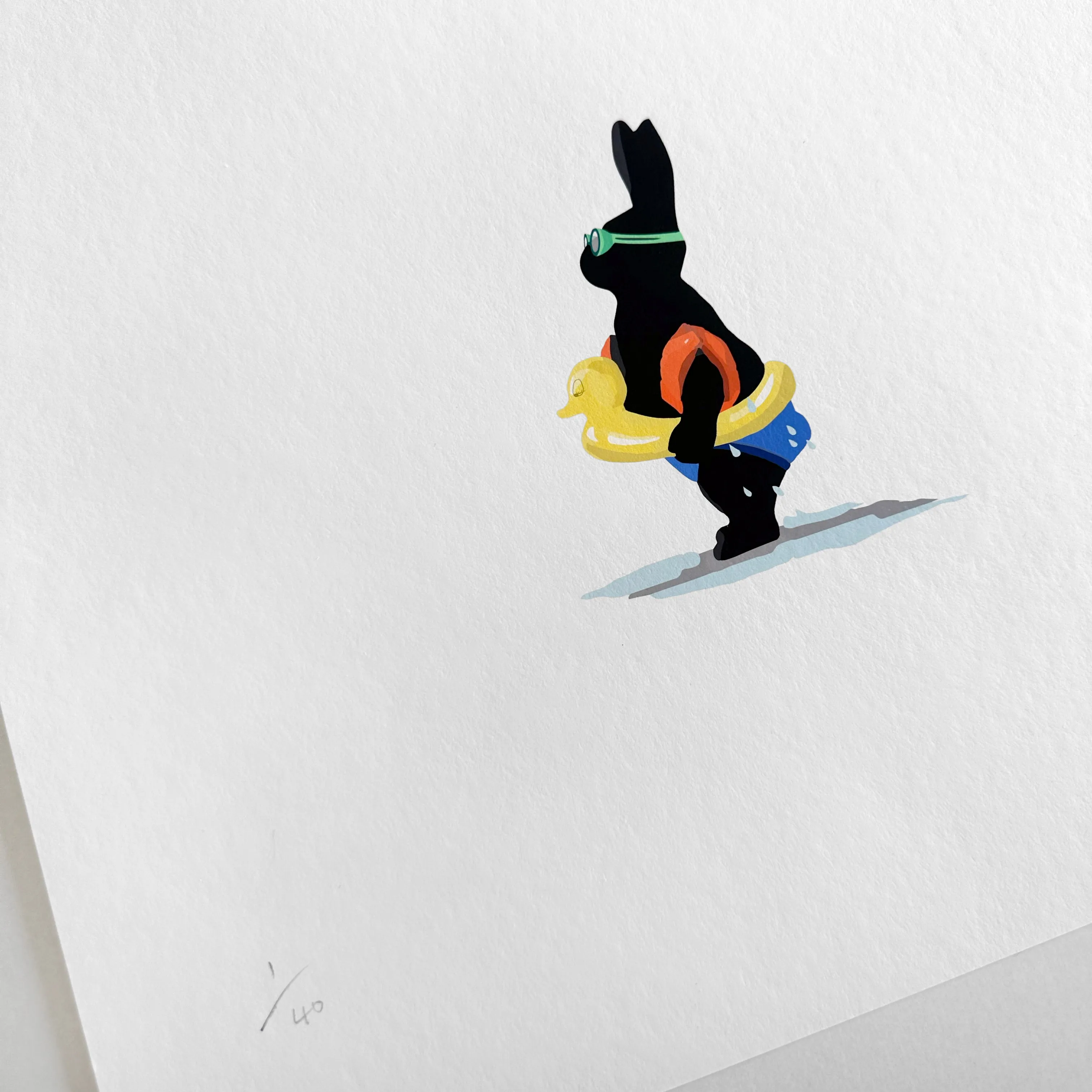Swimming Rabbit Print