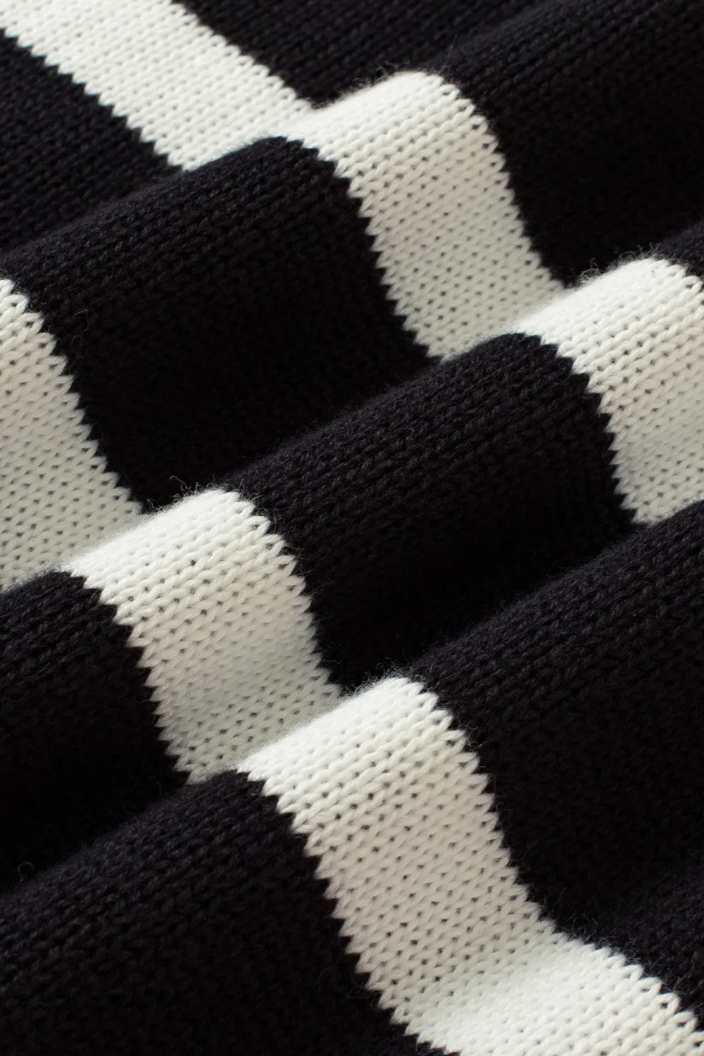 TEEK - Black White Striped Half Zip Sweater Vest