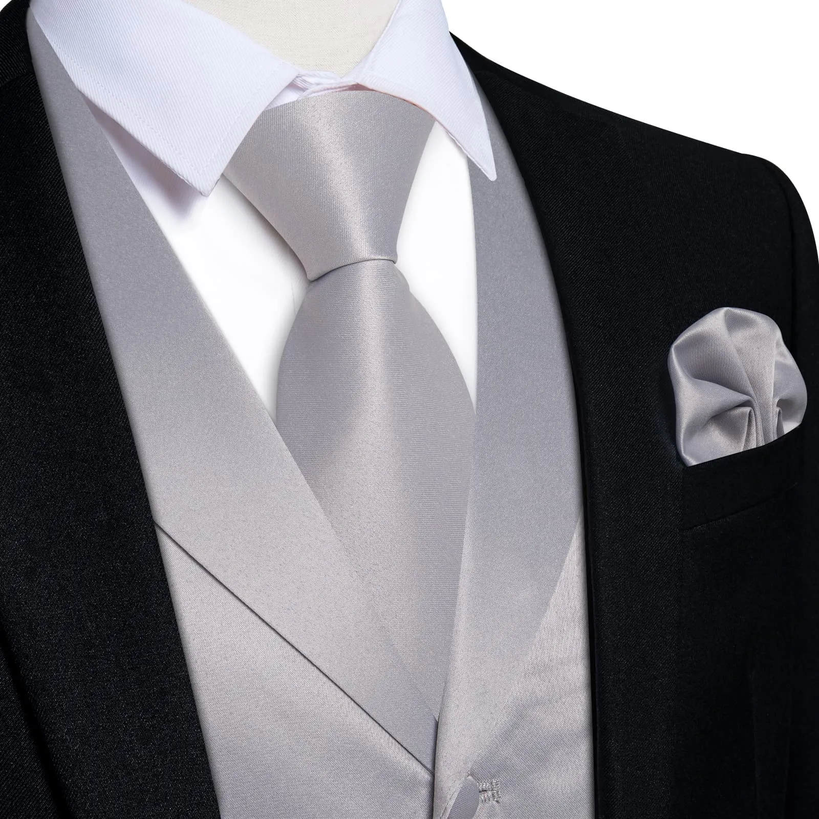 Ties2you Dress Vest Smoke Grey Solid Notched Collar Mens Silk Work Vest for Business
