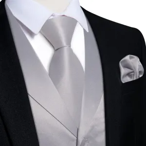 Ties2you Dress Vest Smoke Grey Solid Notched Collar Mens Silk Work Vest for Business