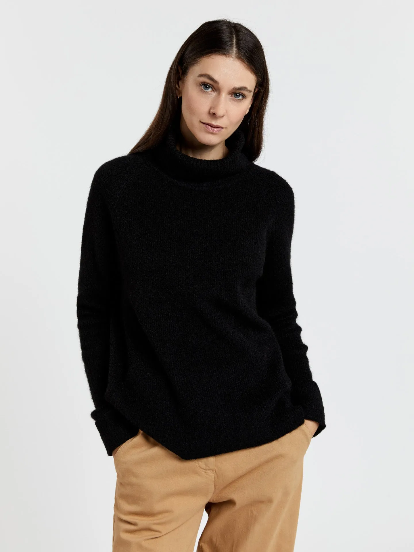 Turtle neck sweater with rib effect
