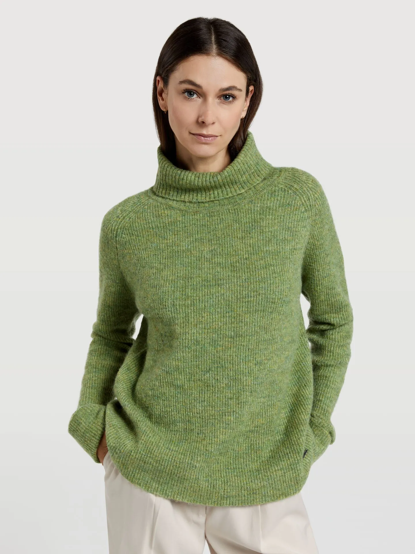 Turtle neck sweater with rib effect