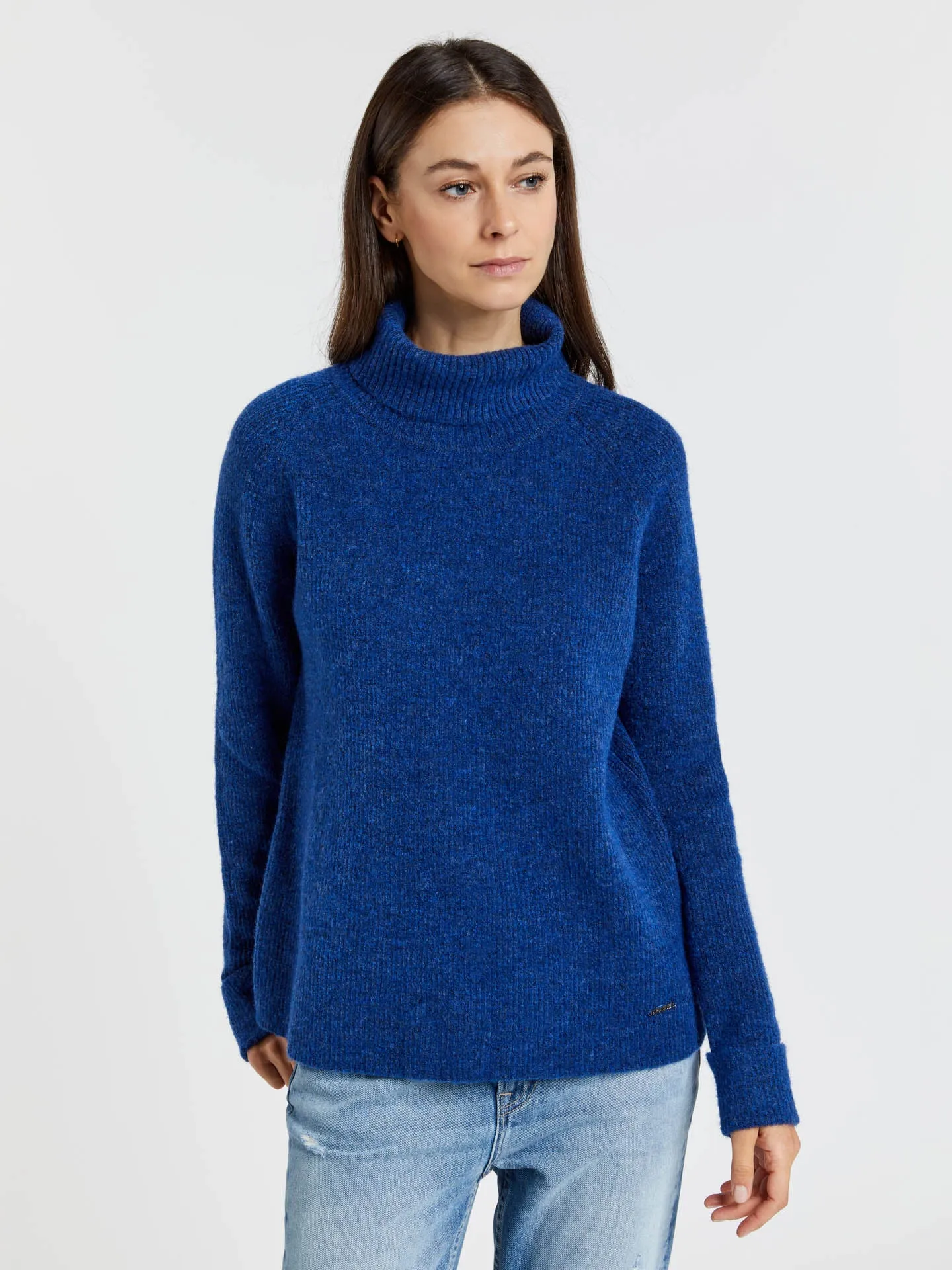 Turtle neck sweater with rib effect