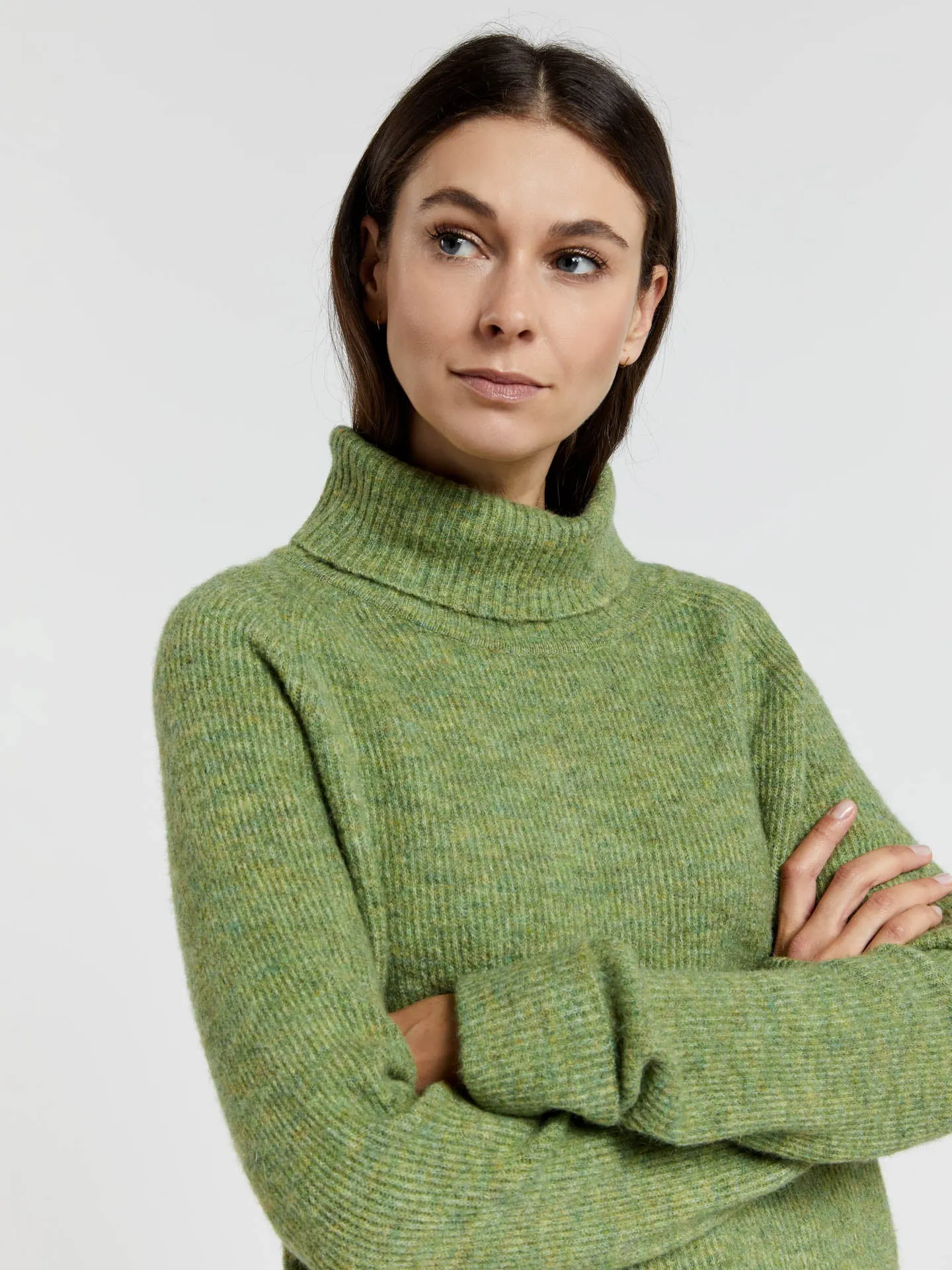 Turtle neck sweater with rib effect