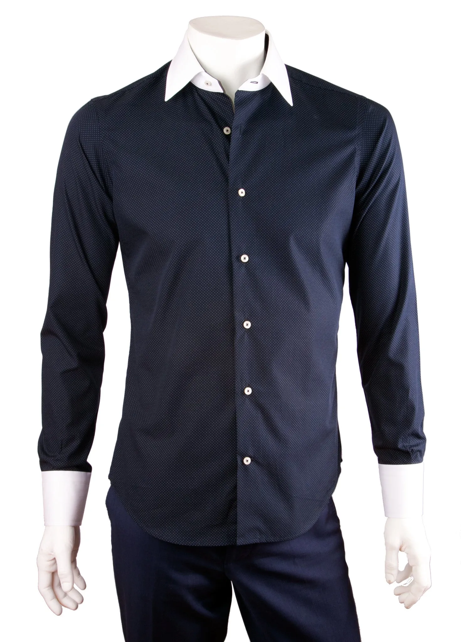 Two-Tone Pin Dot Print Dress Shirt