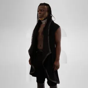 Vegan Leather Laser-Cut Hooded Vest