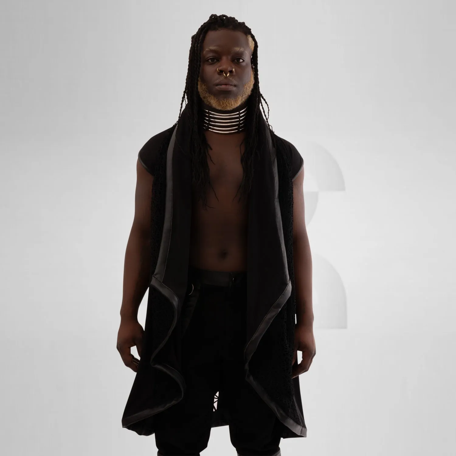 Vegan Leather Laser-Cut Hooded Vest
