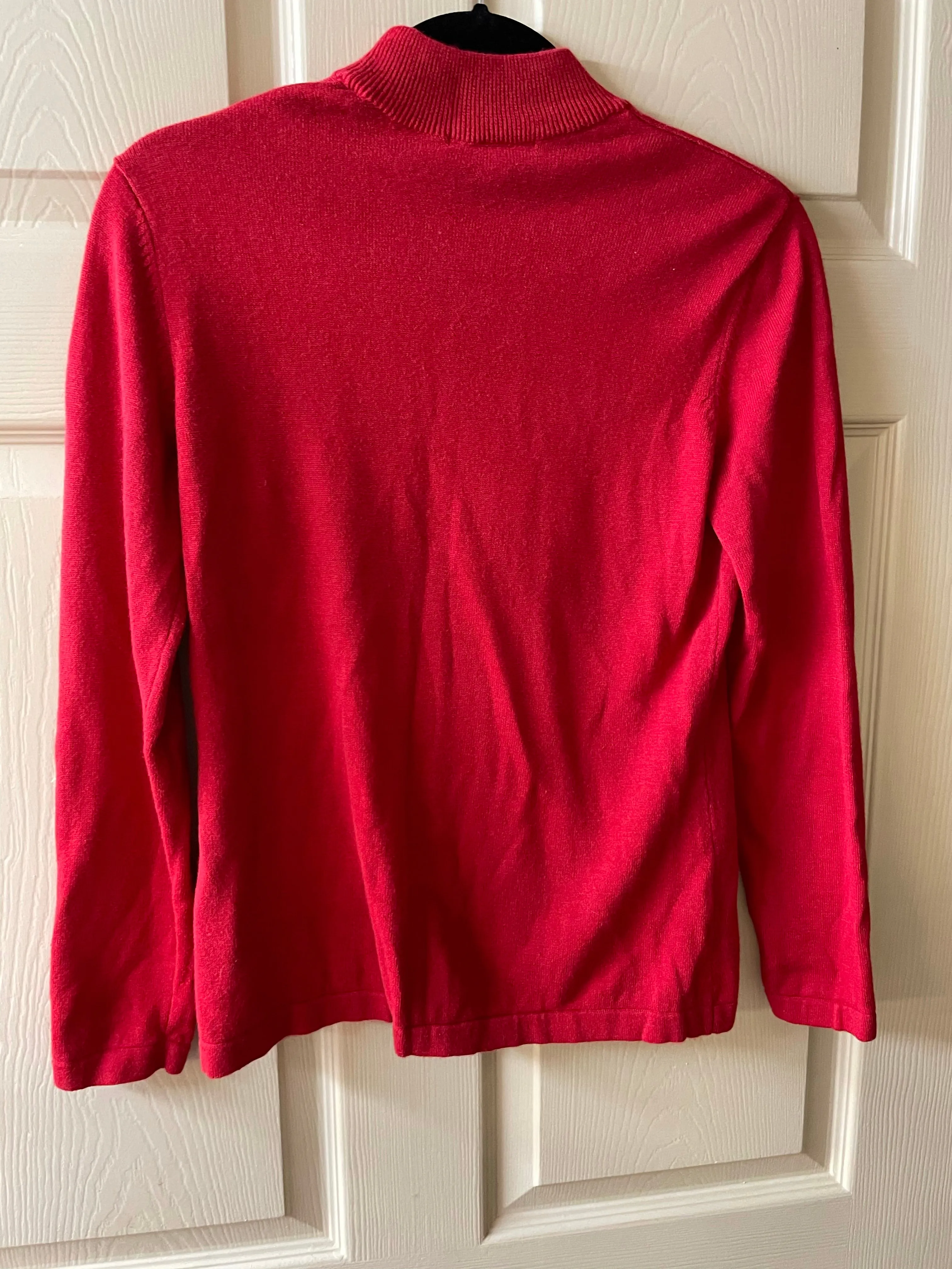 Womens Small (Sz 6-8) Red Coldwater Creek Mock Turtleneck Sweater Pullover