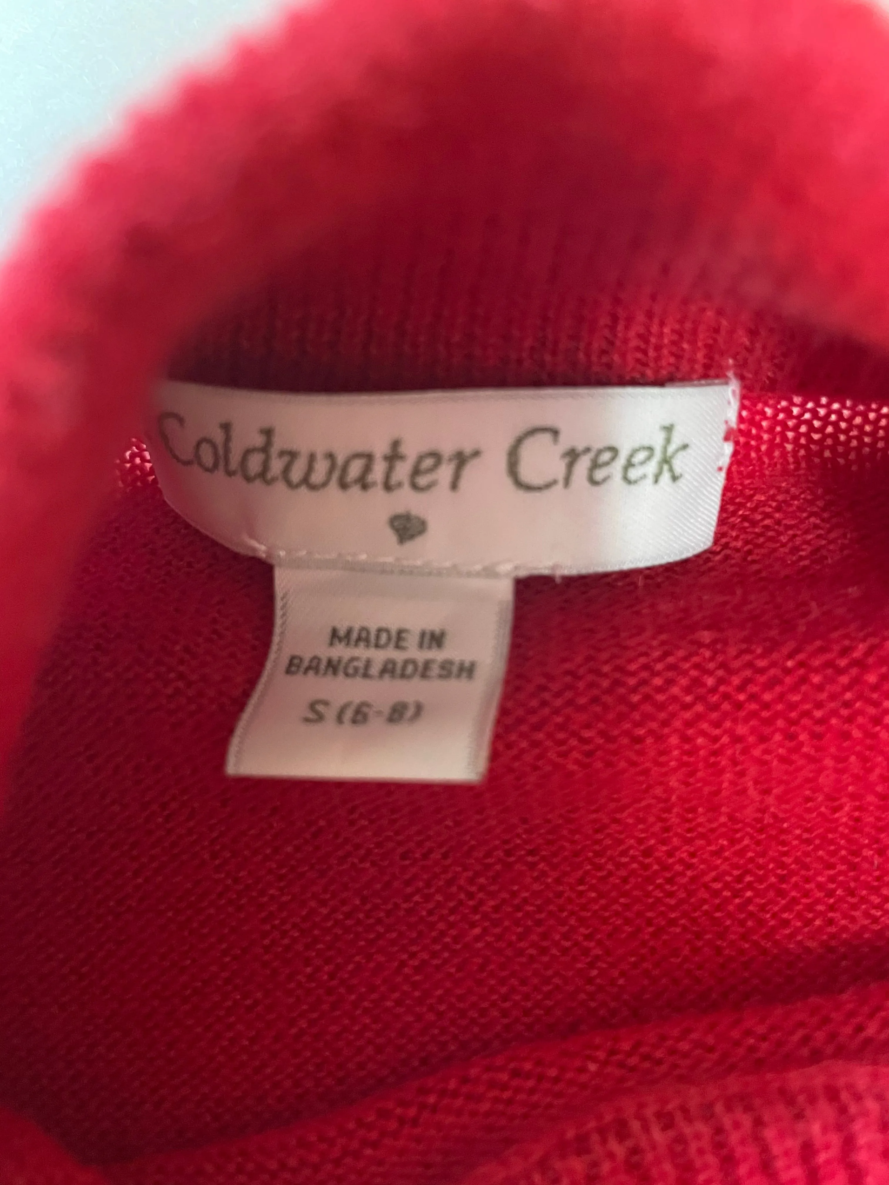 Womens Small (Sz 6-8) Red Coldwater Creek Mock Turtleneck Sweater Pullover