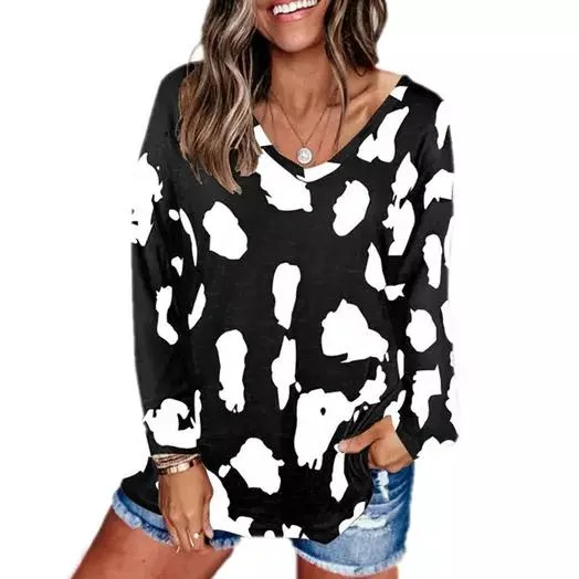 Women's V-Neck Leopard Print Inspired Top