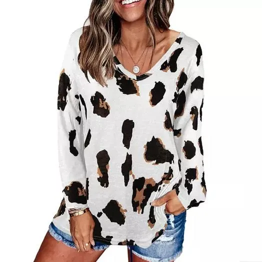 Women's V-Neck Leopard Print Inspired Top