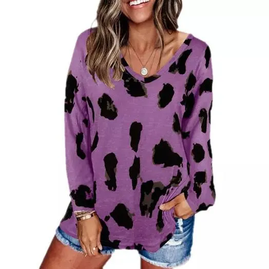 Women's V-Neck Leopard Print Inspired Top